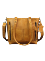 Madosh Women's Genuine Leather Tote Shoulder Bag – Handcrafted Yellow Crossbody Everyday Purse with Detachable Strap & Front Pockets